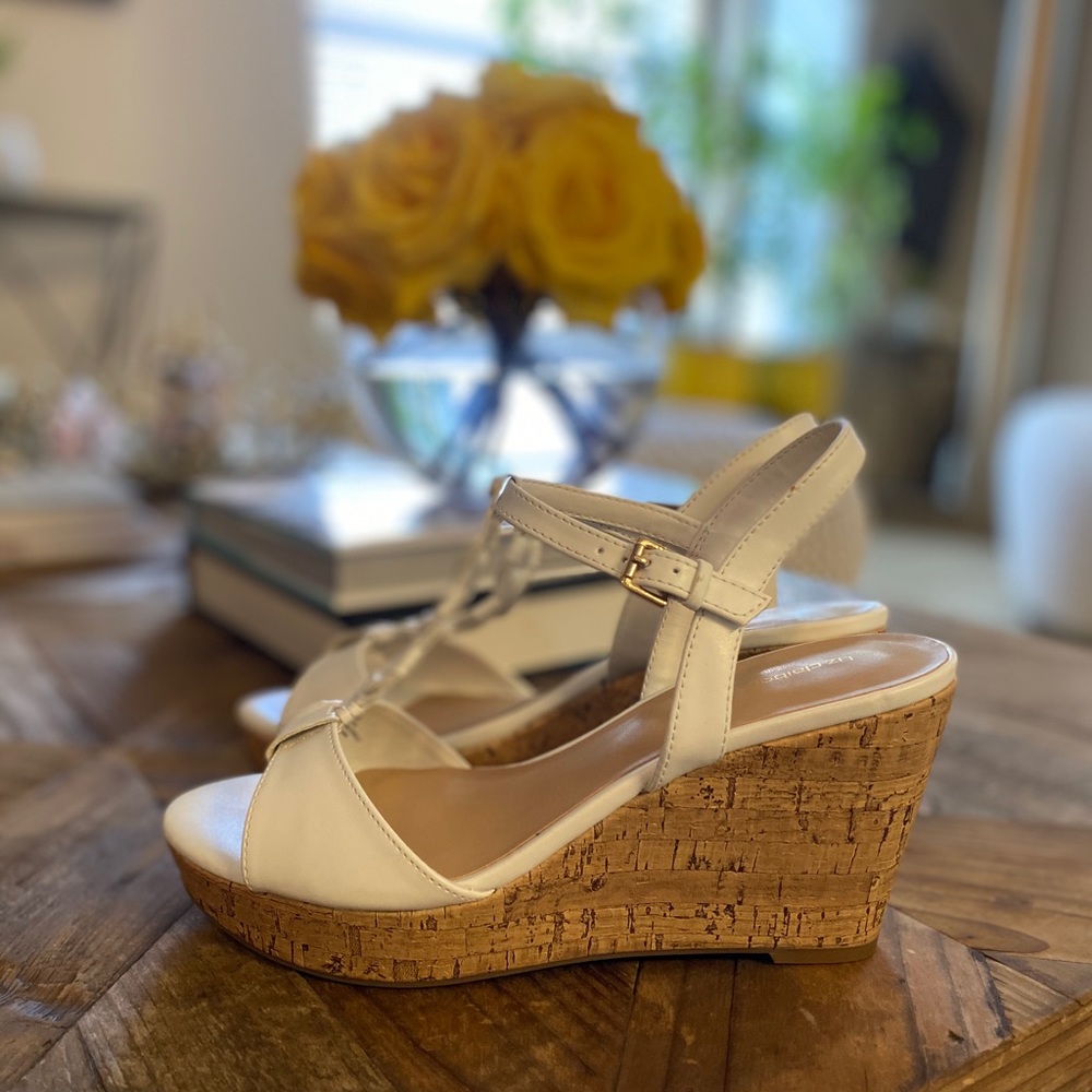Liz Claiborne White cork wedge